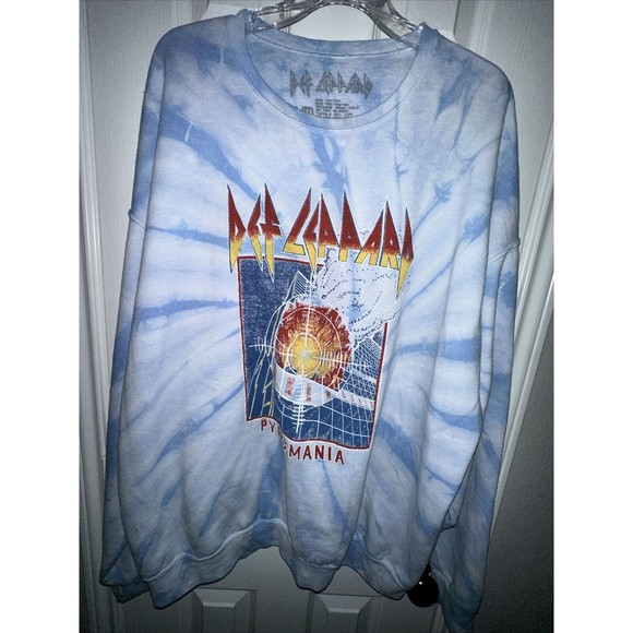 DEF LEPPARD PYROMANIA 2XL OVERSIZED TIE DYE LOGO RETRO BAND SWEATSHIRT 80’s MTV - Picture 1 of 6